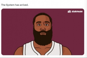 质疑声在哪儿？美媒晒哈登骑士首秀数据：体系已经到来