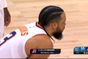 狄龙防麦凯恩吃T&本赛季第16次技术犯规 下一场对阵马刺将被禁赛