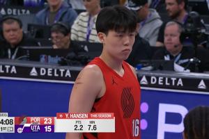 杨瀚森上场就造成两罚！爵士挑战成功！但只是换了个人犯规！