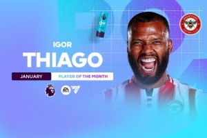 牛！伊戈尔·蒂亚戈成为历史第一个多次获得英超月最佳的巴西球员