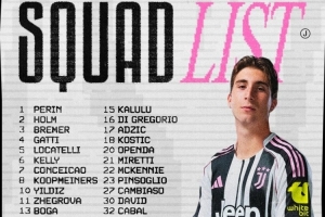 尤文公布客战国米大名单：伊尔迪兹领衔锋线，洛卡特利坐镇中场