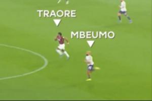 速度与激情！英超官方晒姆伯莫与特劳雷直线竞速，姆伯莫胜出