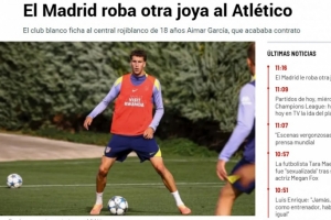 马卡：皇马签下马竞青训18岁后卫A·加西亚 他曾在皇马青训待4年