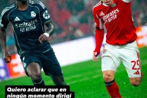 歧视维尼修斯猴子！本菲卡球员：从未歧视，很遗憾皇马球员威胁我