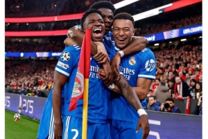 皇马今早第一条社媒，维尼修斯、姆巴佩、琼阿梅尼拥抱+爱心表情