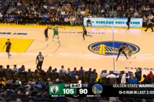 大举反击！小佩顿内外开花连得5分 勇士2分钟轰15-0缩小分差