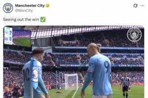 曼城官方晒3年前哈兰德对纽卡连续刷角球名场面，配文：守住胜果