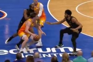 哈登吃卡尔克布伦纳掩护撞倒克尼佩尔被吹犯规 骑士挑战失败