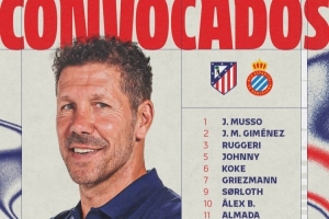 马竞对阵西班牙人名单：阿尔瓦雷斯、卢克曼、格列兹曼在列