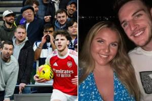 萨卡一脸震惊！球迷嘲讽赖斯女友，赖斯对萨卡说：我当然很生气