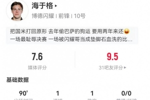 重返故地传射建功！海于格本场3射2正进1球+1助攻 6对抗3成功