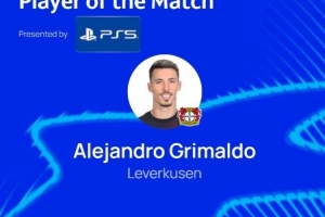 11次夺球权！格里马尔多当选勒沃库森vs奥林匹亚科斯全场最佳球员