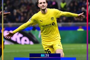 挪威之光！博德闪耀淘汰意甲豪门国米，队史首次晋级欧冠16强