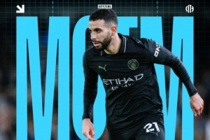 送出助攻，曼城官方：艾特·努里当选1-0小胜利兹联队内最佳球员