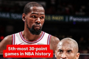 里程悲！杜兰特生涯30+场次超科比&独居历史第五 仅次詹乔帅龙