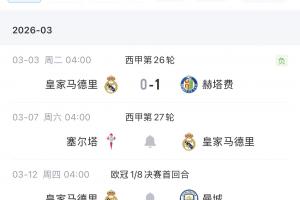 3月首战失利！皇马本月赛程：还将两战曼城，主场踢马竞