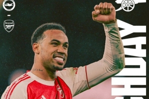 剑指三分！阿森纳发布客战布莱顿海报，加布里埃尔单人出镜