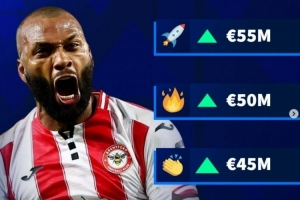 英超射手榜次席，德转预热伊戈尔·蒂亚戈身价上涨，最高5500万欧