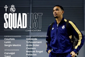 皇马对阵塞尔塔名单：阿森西奥回归，姆巴佩、贝林等9人缺席