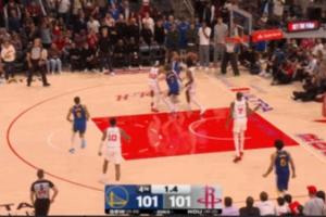 勇士最后一攻失误 火箭0.3秒空接绝杀未果 比赛进入加时！