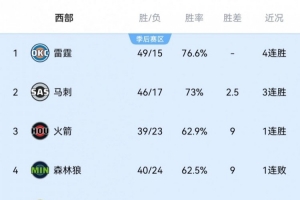 5连胜终止！森林狼主场负魔术降到西部第四 火箭升至西部第三