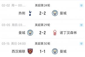 不要冠军要济贫？曼城最近3次掉链子，刚好送16/17/18名每队各1分