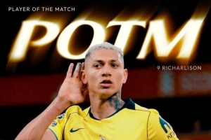 绝平！官方：里沙利松当选热刺客场1-1利物浦的队内最佳球员