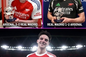 赖斯在近三次枪手取胜的欧冠淘汰赛均是全场最佳，此前为两战皇马