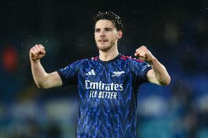 赖斯阿森纳生涯21球中8粒来自禁区外，近3个欧冠进球都是远射